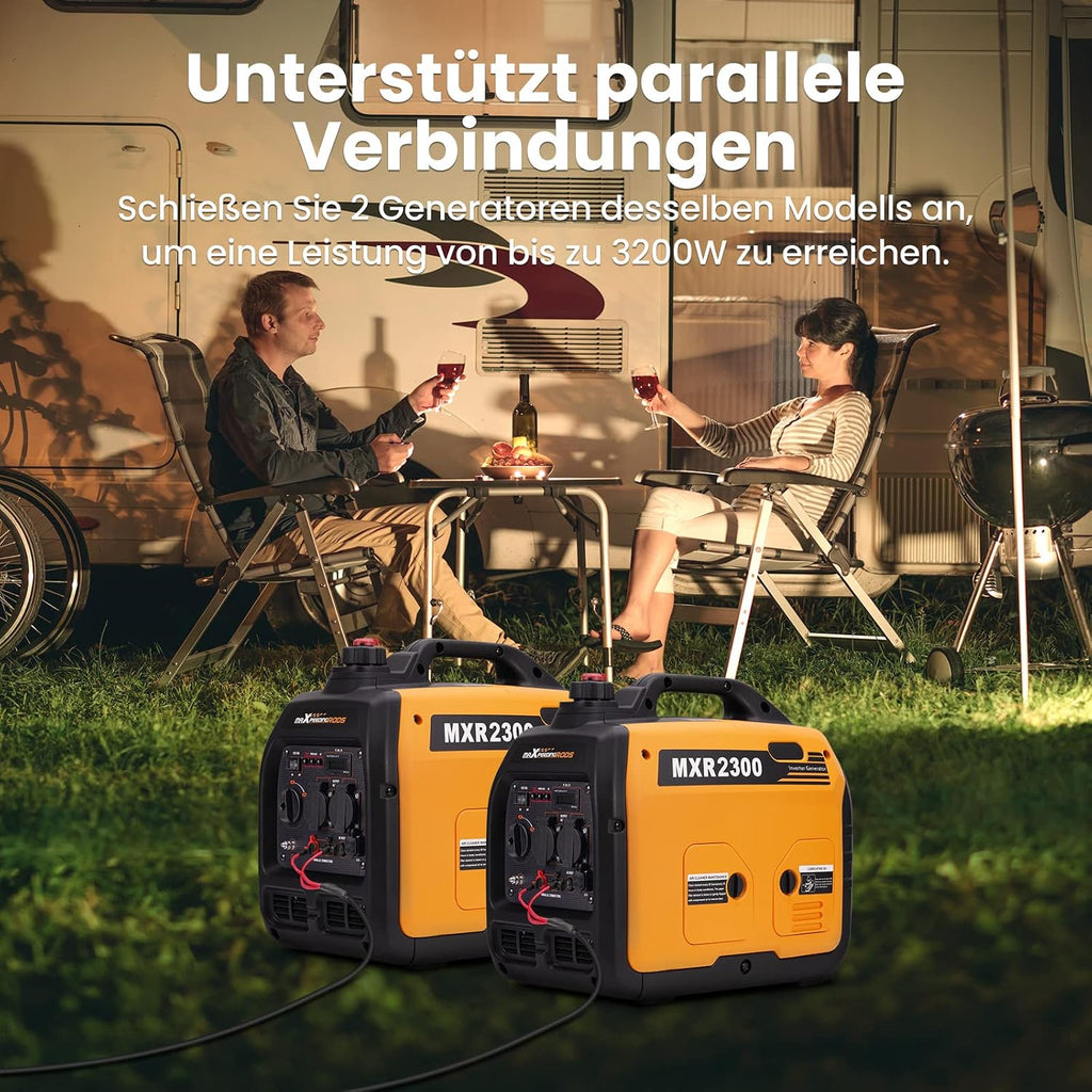 2300W Inverter Stromerzeuger Superleise Tragbarer für Outdoor Camping Wohnmobil 4 Takt Leicht Notstromaggregat Benzin, USB & 230V Steckdosen