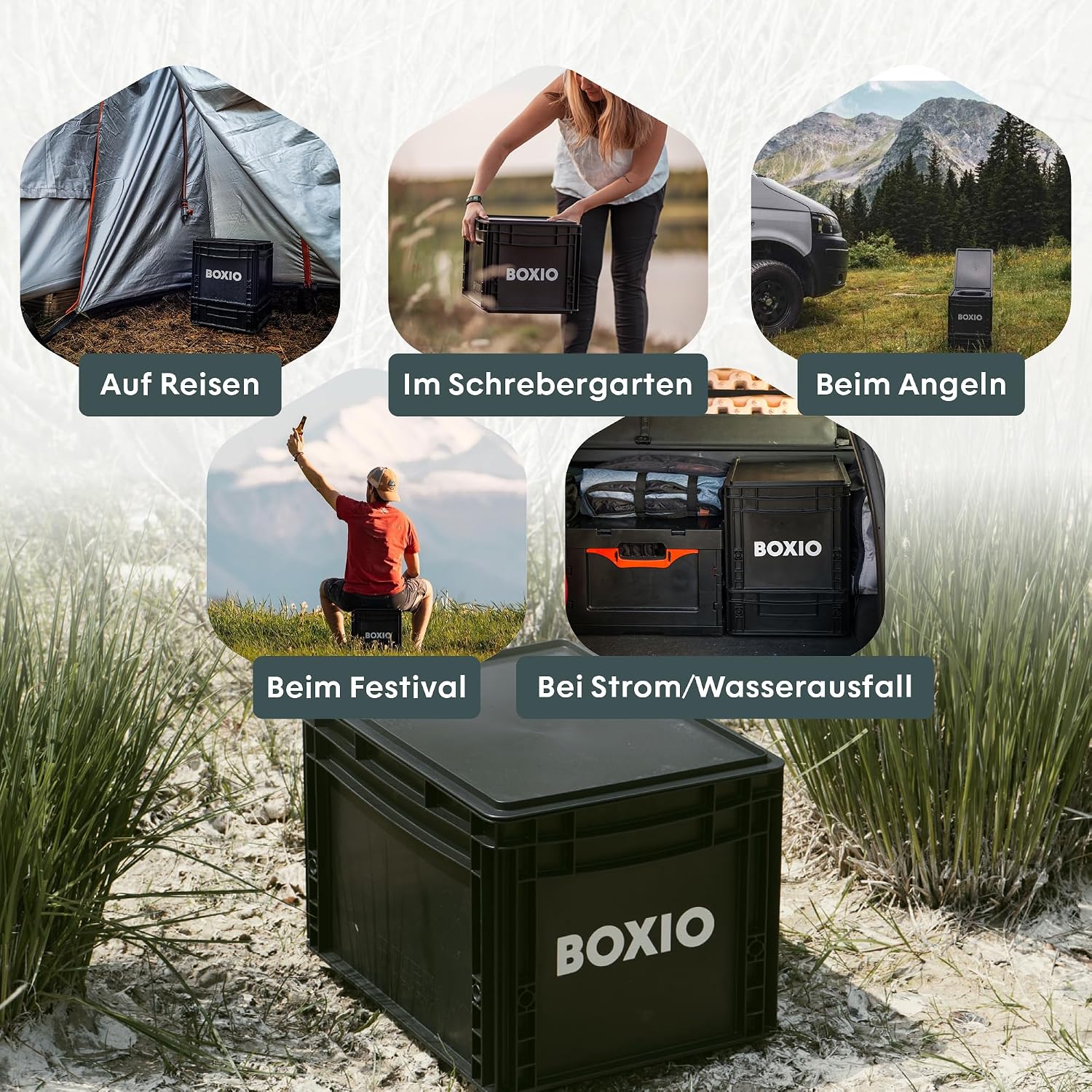 Toilet Max+ Campingtoilette, Trockentrenntoilette ohne Chemie, für Camping/Van/Outdoor/Dachzelt, Eurobox-Basis, stromlos, schwarz, 40x30x28