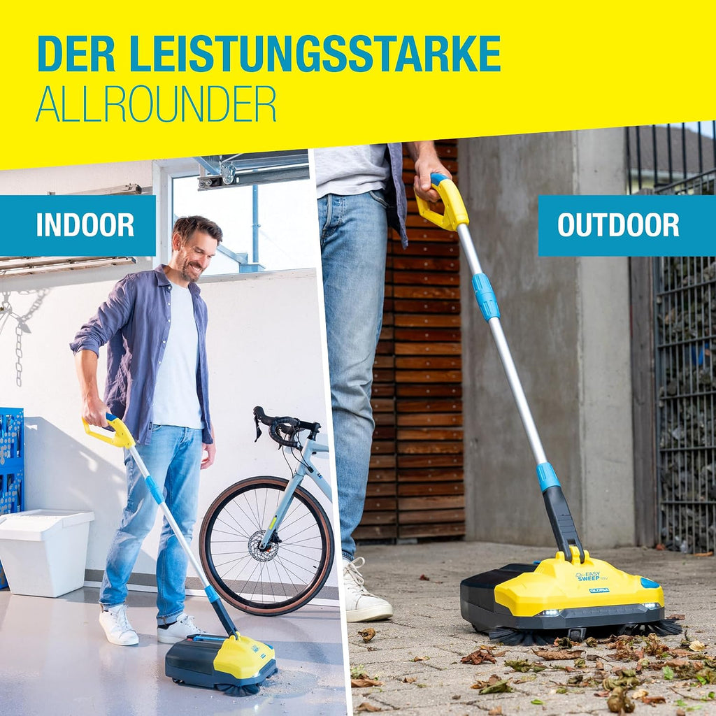 Akku-Kehrmaschine EasySweep 18V inkl. 18V Akku, 40 cm Arbeitsbreite, 4,5 L Behälter - für Indoor & Outdoor, Einfahrt, Gehweg, Terrasse, Garage & Laub