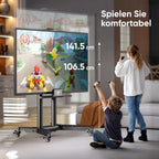 TV Ständer rollbar für 32-75 Zoll, max. 60 kg, höhenverstellbar mit Ablage, VESA 600x400, Rollen, Schwarz, TS1571-B