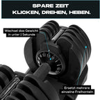 Verstellbares Kurzhantel-Paar, 15-in-1 (24kg) Gewichtsstufen, Smart-Click-Technologie, Anti-Rutsch-Griff, platzsparend für Heimtraining