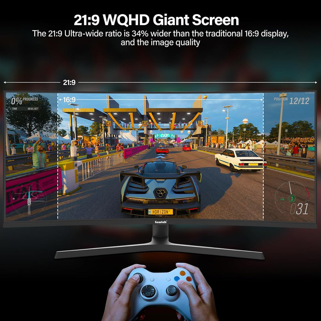 34 Zoll Ultrawide Curved Gaming Monitor 165Hz, 1500R, UWQHD 3440x1440, Höhenverstellbar, VA, Displayport, HDMI, VESA 75x75 mm