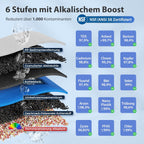 RCC7AK 6-stufiges Umkehrosmose-Wasserfiltersystem, 75GPD, mit alkalischem Mineralienfilter, Untertisch-Anlage für Trinkwasser