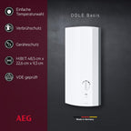 DDLE Basis 18/21/24 kW, elektron. Durchlauferhitzer, umschaltbar, 4 Symbole für Temperatur, 400V Festanschluss, VDE-geprüft, 222390