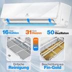 Klimaanlage Set Split, WiFi/App, Kühlen A++/Heizen A+, 18000 BTU/h (5300W), sehr leise, R32, Fernbedienung, Timer, Montagematerial, Weiß