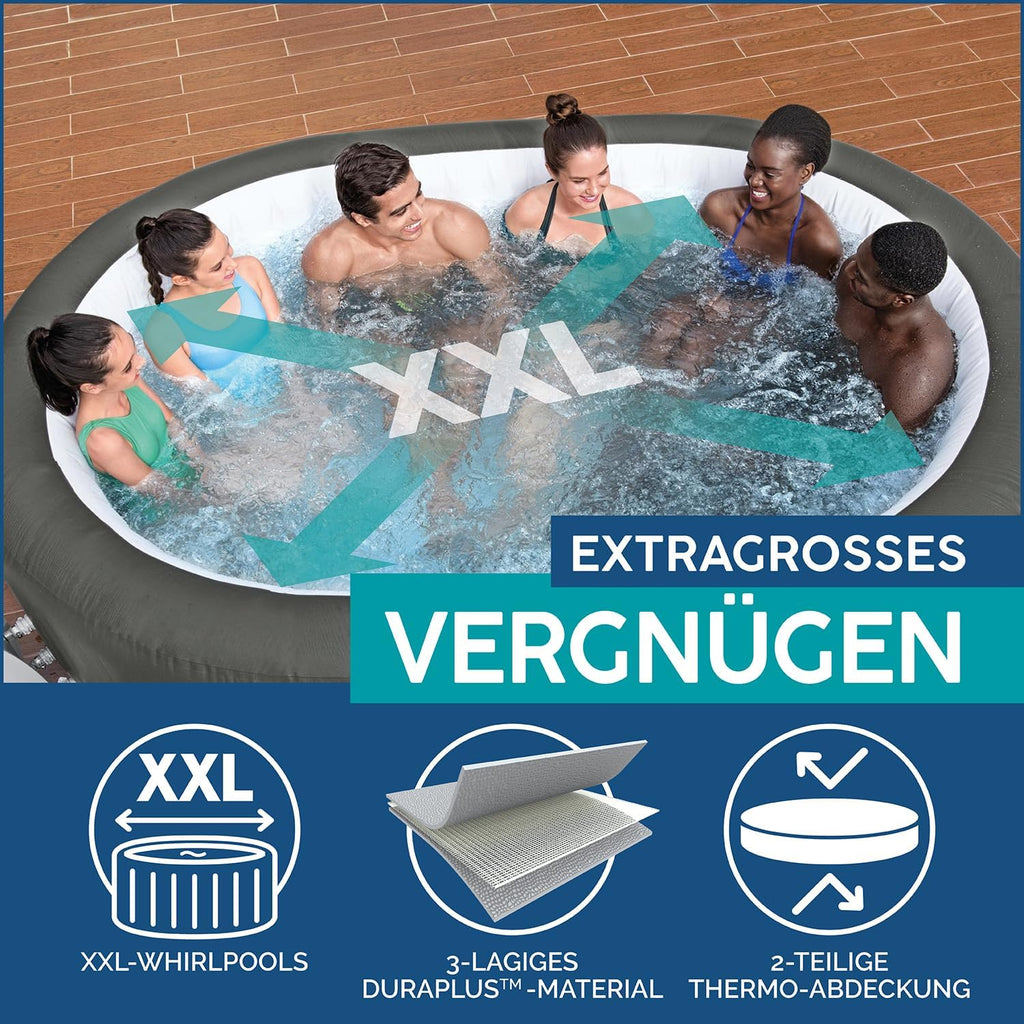 Lay-Z-Spa Mauritius XXL-Whirlpool für 7 Personen, 270x180x71 cm, 180 AirJet-Düsen, Heizung bis 40°C, App-Steuerung, Holz-Optik Basaltgrau, 1.370 L