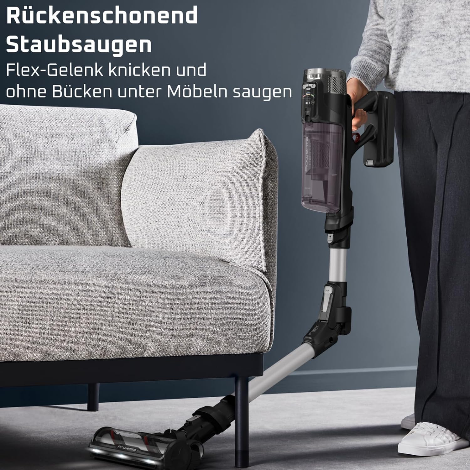 X-Force Flex 13.60 Kabelloser Akku-Staubsauger Allergiker-Modell, 150 Air Watt, 60 Min Laufzeit, Flex-Gelenk, Tiefe Reinigung, Made in France