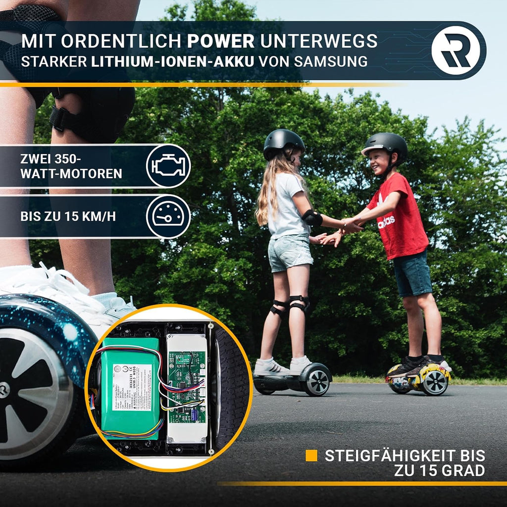 W1 Hoverboard für Kinder, Jugendliche & Erwachsene - APP Steuerung - 2 x 350 Watt Motoren - Self-Balance Funktion - Bluetooth