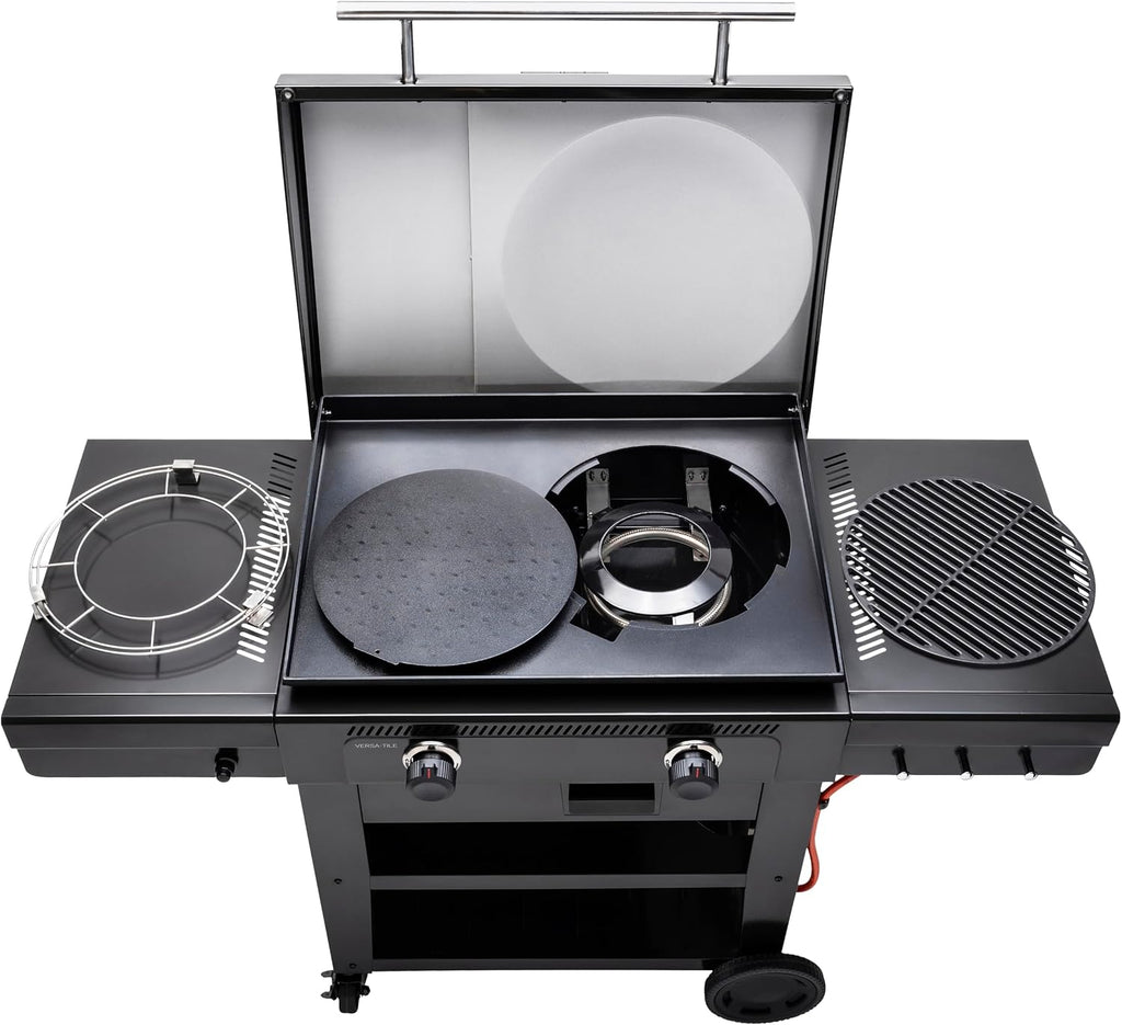 Griddle-Gasgrill Plancha Versa-Tile - 3-in-1 System: Griddle, Grill & Pizzaofen, 2-Zonen