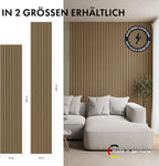 5 Stück Akustikpaneele Holz 240x50 cm - Eiche Geölt Dekor - Wandverkleidung als 3D Lamellenwand für effektiven Schallschutz - Holzpaneele
