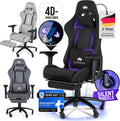 Gaming Stuhl Ergonomisch Kratzerfreie Rollen Atmungsaktiv, 4D-Armlehnen, mit Fußstütze, Stoff, 150 kg Belastbarkeit