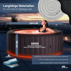 Whirlpool Outdoor Aurora | RGB LED Beleuchtung - 6 Personen aufblasbar - UVC+ Wasserreinigung - ⌀ 204 cm - Aufstellpool mit Fernbedienung - Hot Tub