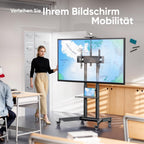 TV Ständer rollbar für 32-75 Zoll, max. 60 kg, höhenverstellbar mit Ablage, VESA 600x400, Rollen, Schwarz, TS1571-B