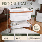 Beistellbett Babybett 3 in 1 rollbares Baby Bett mit Rollen, Wiegefunktion, höhenverstellbar, für Boxspringbett, inkl Reisetasche - Sicheres Reisebett