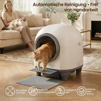 Selbstreinigende Katzentoilette 90L, mit niedrigem Einstieg/großem Raum/Geruchsentferner, APP-gesteuert, Sicherheitssensor, inklusive Katzenmatte