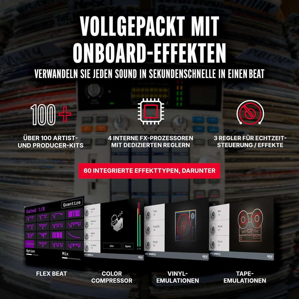MPC Sample - Standalone Portable Sampler, Sequenzer und Effektprozessor mit Akku, USB-C, integriertem Lautsprecher und Mikrofon