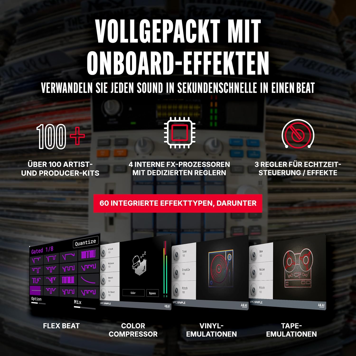 MPC Sample - Standalone Portable Sampler, Sequenzer und Effektprozessor mit Akku, USB-C, integriertem Lautsprecher und Mikrofon