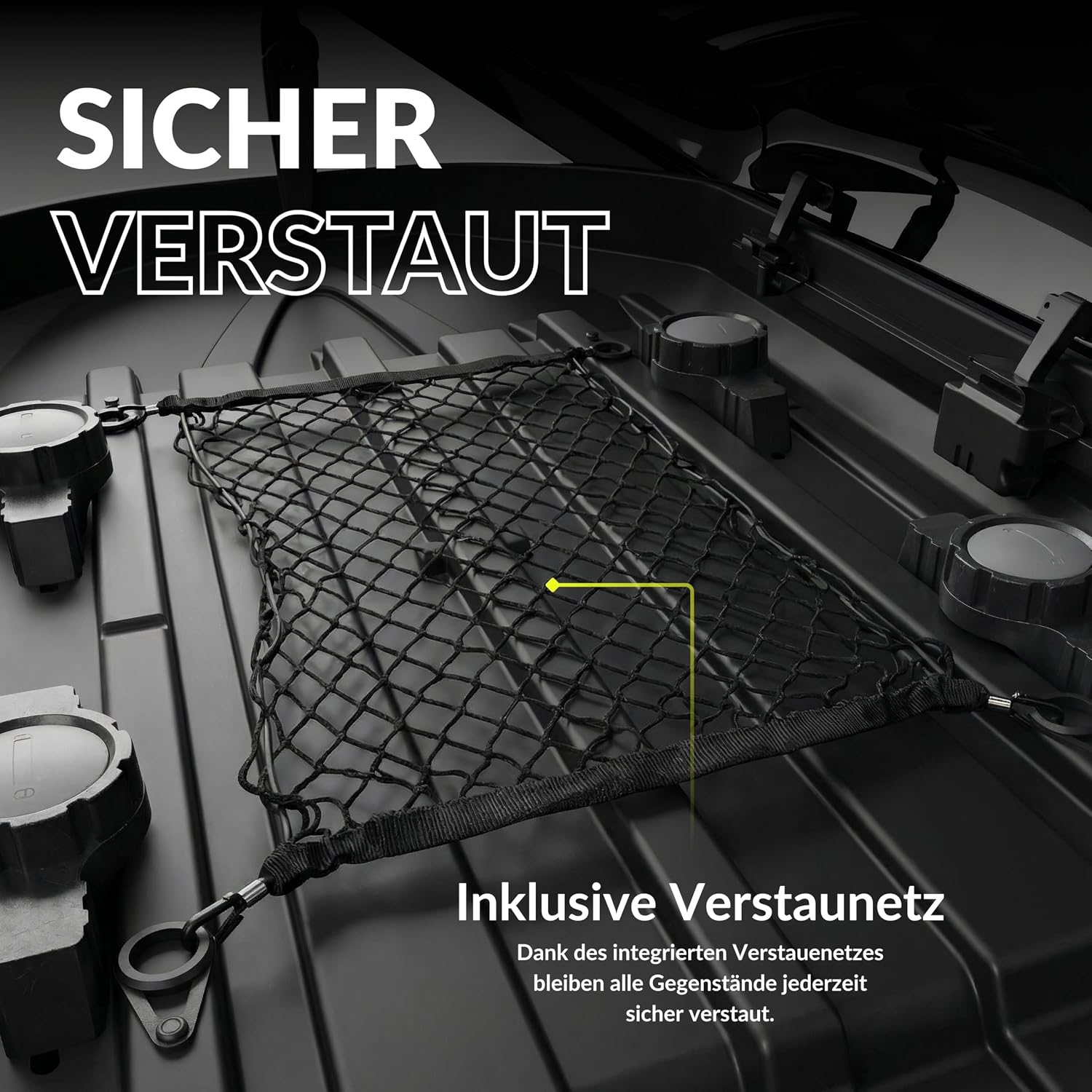 Dachbox Auto 320L | 75kg Zuladung | Hartschale Schwarz Glänzend | Aerodynamisch | Beidseitige Öffnung mit Schnellspanner (Fast Clamp) | Abschließbar