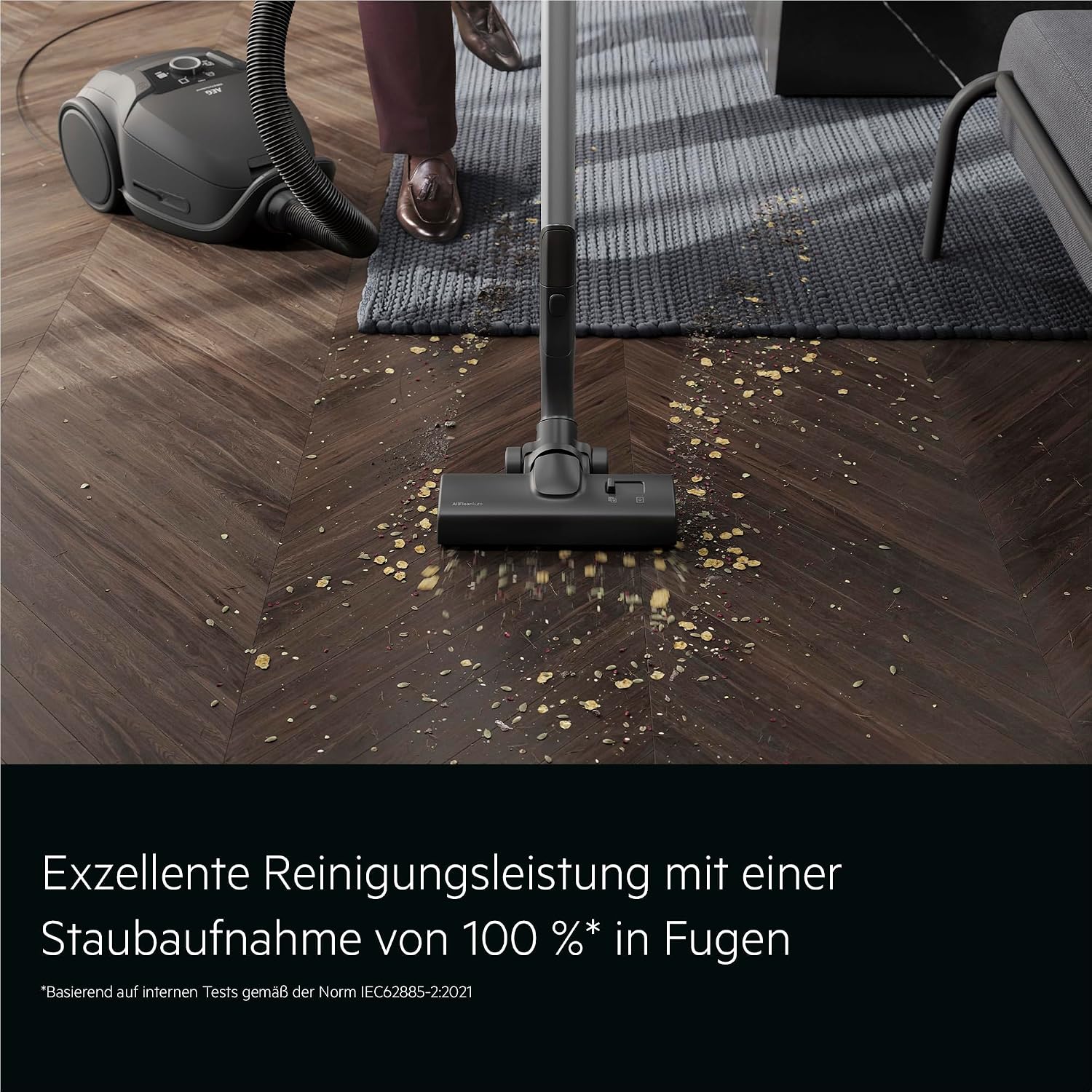 Staubsauger m. Beutel, 69 dB, HEPA, 5 L Beutel, Turbo-Düse für Tierhaare, 12 m, alle Böden, Zusatzdüsen, grau, VX9-5-EBR