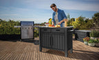 Grilltisch/Beistelltisch XXL – multifunktionaler Servicetisch mit großzügigem Stauraum – witterungsbeständig – Holzoptik