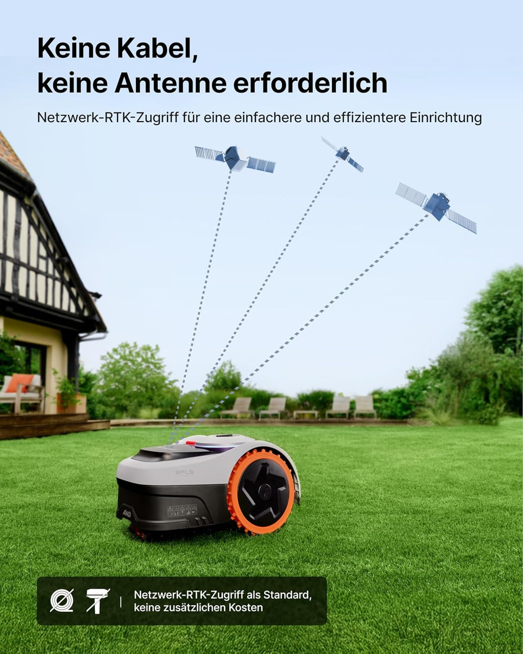 Navimow i205 AWD Mähroboter, ohne Begrenzungskabel, Garage S, für 500 m², Allradantrieb 45% Steigung, NRTK+Vision, keine RTK-Antenne