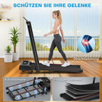 Laufband für Zuhause, Walking Pad, 1-12 km/h, klappbar, 9% Steigung, leise, LCD, Fernbedienung + App + Handlauf-Tasten, 150 kg