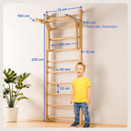 Sprossenwand für Erwachsene und Kinder mit Klimmzugstange & Dip Extension - Kletterwand fürs Kinderzimmer