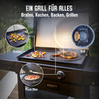 Griddle-Gasgrill Plancha Versa-Tile - 3-in-1 System: Griddle, Grill & Pizzaofen, 2-Zonen