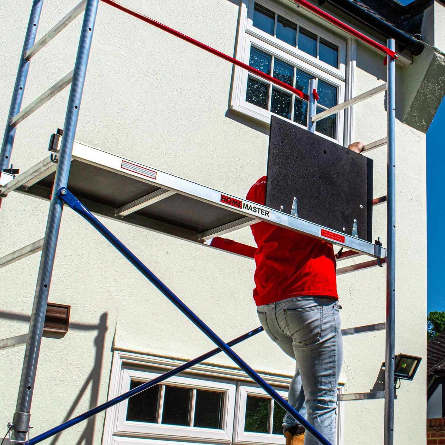 Heimwerken Gerüstturm 4m - Fahrbares Arbeitsgerüst aus Aluminium mit Schneller Montage