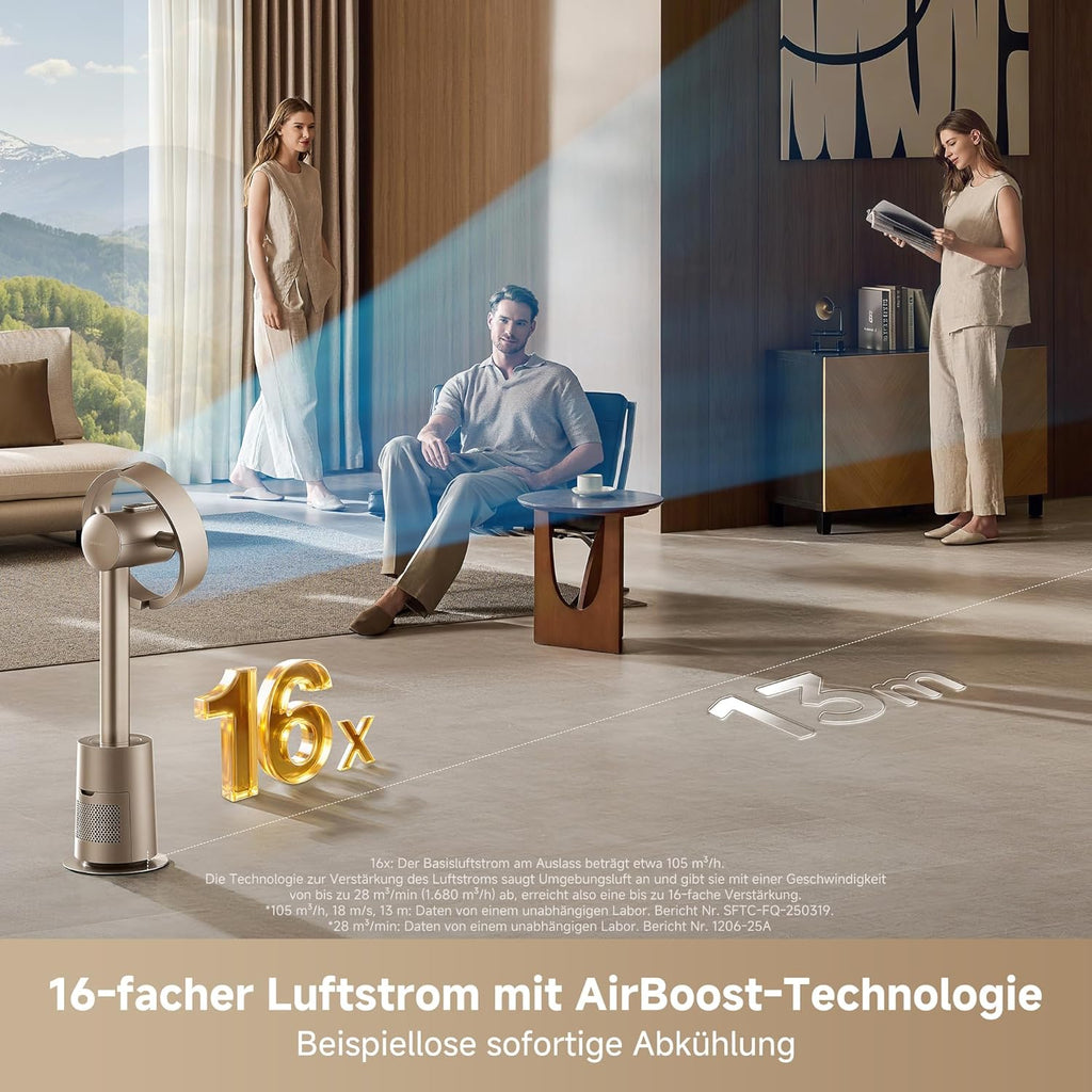 MF10 Flügelloser Ventilator mit 270°-Raumluftstrom, temperaturadaptiver Luftstrom, intelligenter Windstrom, waschbarer Filter