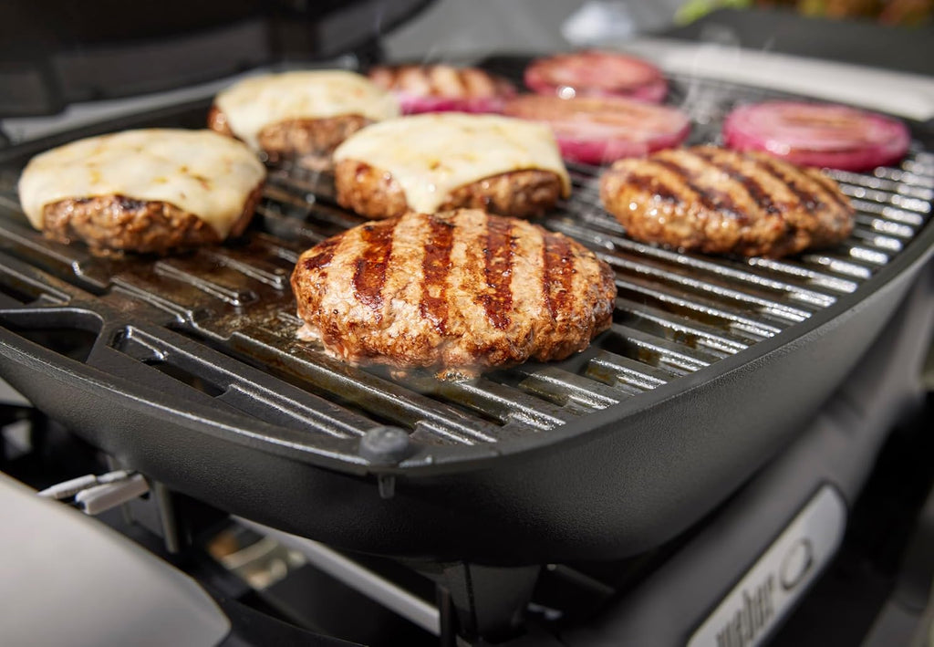 Q 1200N Gasgrill mit Seitentischen,Porzellanemaillierte Gusseisenroste,Deckelthermometer,Hochleistungsbrenner,1290cm² Grillfläche,Midnight Black
