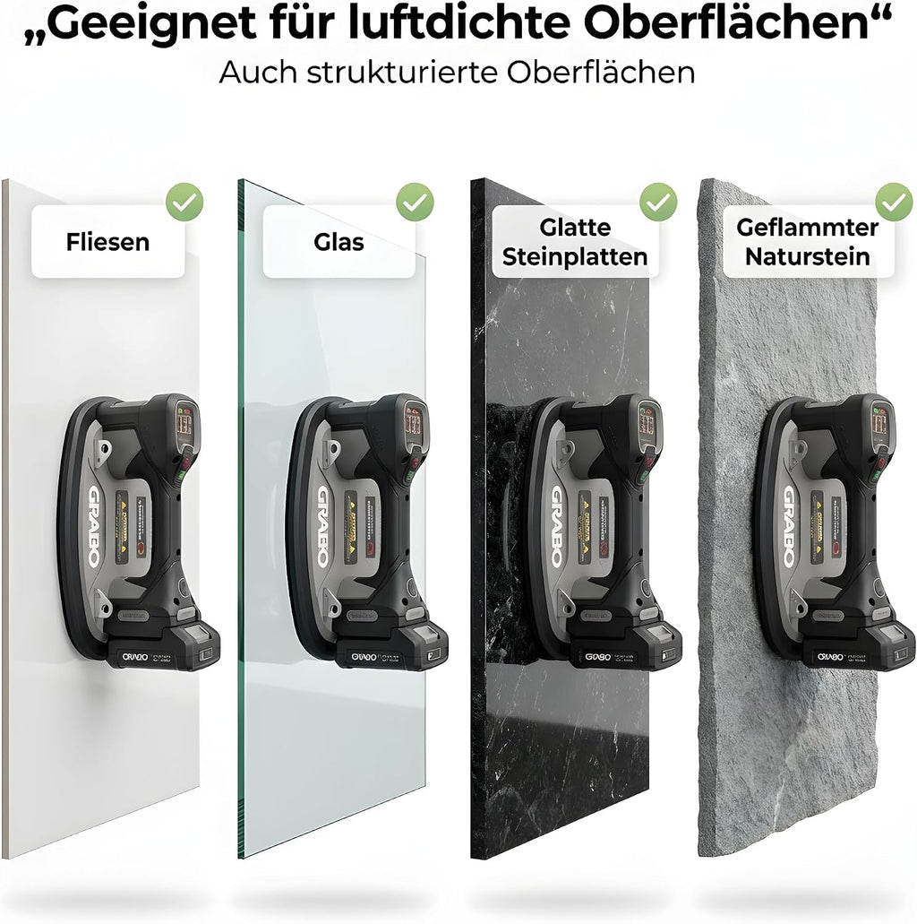 Brushless-Akku-Saugheber 120kg, Markenakku-kompatibel, Auto-Nachsaugung, Display, für Glas/Stein/Fliesen, ohne Akku (GPB-MA)