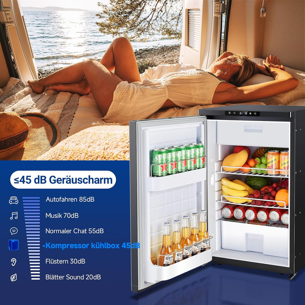 83L Kompressor Kühlbox mit APP-Steuerung, 12/24V DC, LED-Leuchten, bis -20°C – ideal für Auto, LKW, Boot, Wohnmobil, Camping und Reisen