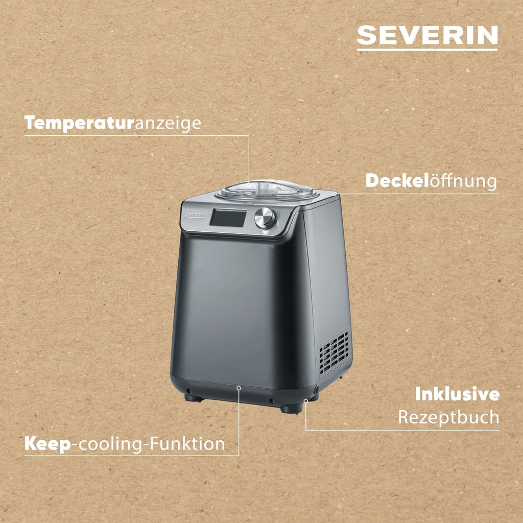 Kompakte 2-in-1 Eismaschine und Joghurtbereiter, platzsparend mit Kompressor im Slim-Design, Modell EZ 7407