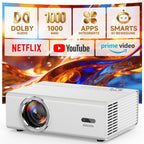 4K Smart Beamer mit WLAN, Bluetooth, Autofokus, 6D Keystone, HDR10+, kompatibel mit Dolby Audio, ideal für Heimkino & Garten, Streaming ohne TV-Stick