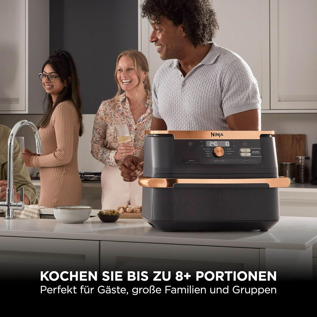 FlexDrawer Dual-Zone Heißluftfritteuse, 10,4L, herausnehmb. Trenner, Antihaft, spülmaschinenfest, 7-in-1, schwarz/kupfer, AF500EUCP