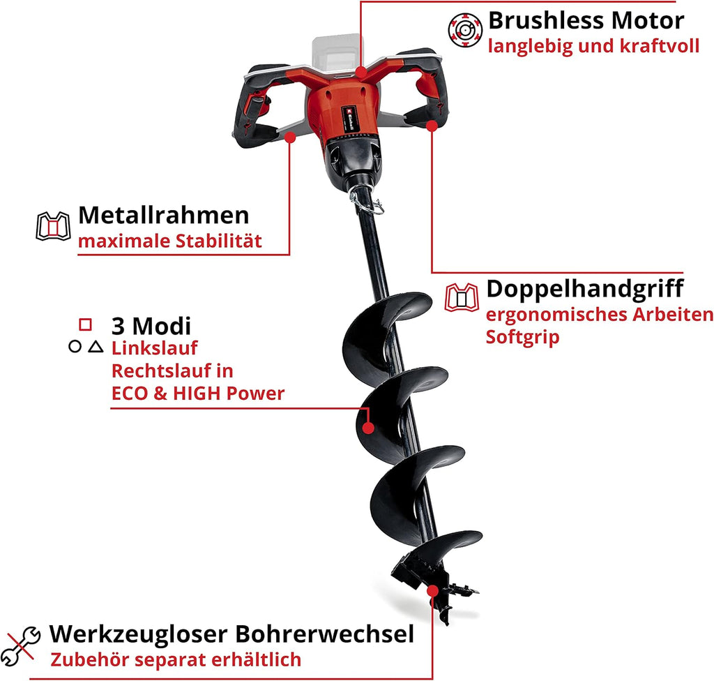 Akku-Erdbohrer GP-EA 18/150 Li Power X-Change, 18V, bürstenlos, inkl. Erdbohrer Ø150mm, Bohrtiefe 80cm, inkl. 4,0Ah Akku und Ladegerät