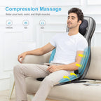 Shiatsu Rücken-Nacken Massagesitzauflage mit Wärme, 2D/3D-Knet, volle Rückenlehne & einstellbare Luftkompresse, Ganzkörpermassage für Damen, Herren