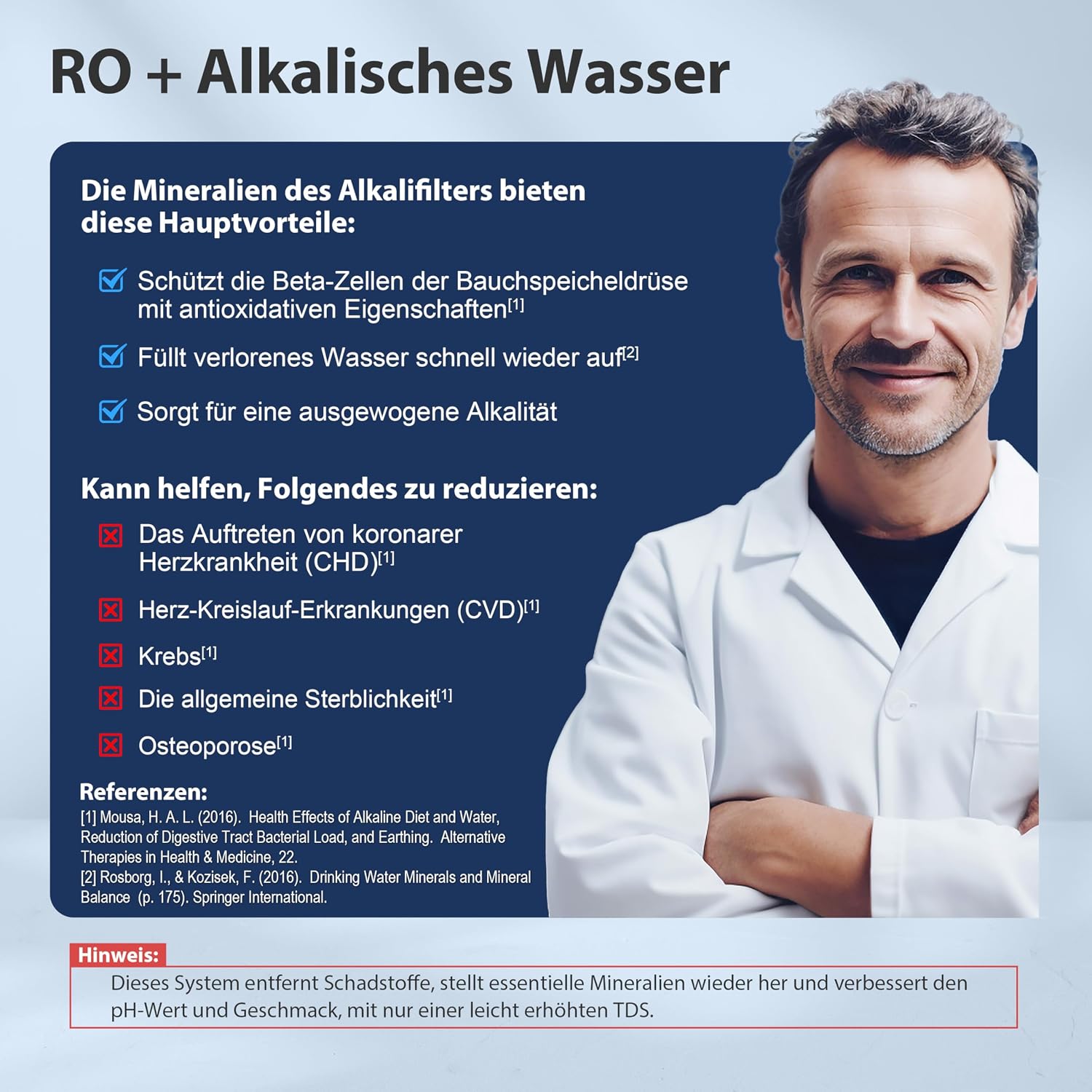 RCC7AK 6-stufiges Umkehrosmose-Wasserfiltersystem, 75GPD, mit alkalischem Mineralienfilter, Untertisch-Anlage für Trinkwasser