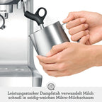 Barista Express Kaffeemaschine, Milchaufschumer + Mahlwerk, automat. Mahlen, Milchschaum, schwarz, inkl. Kännchen