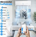 Klimaanlage Set Split, WiFi/App, Kühlen A++/Heizen A+, 18000 BTU/h (5300W), sehr leise, R32, Fernbedienung, Timer, Montagematerial, Weiß