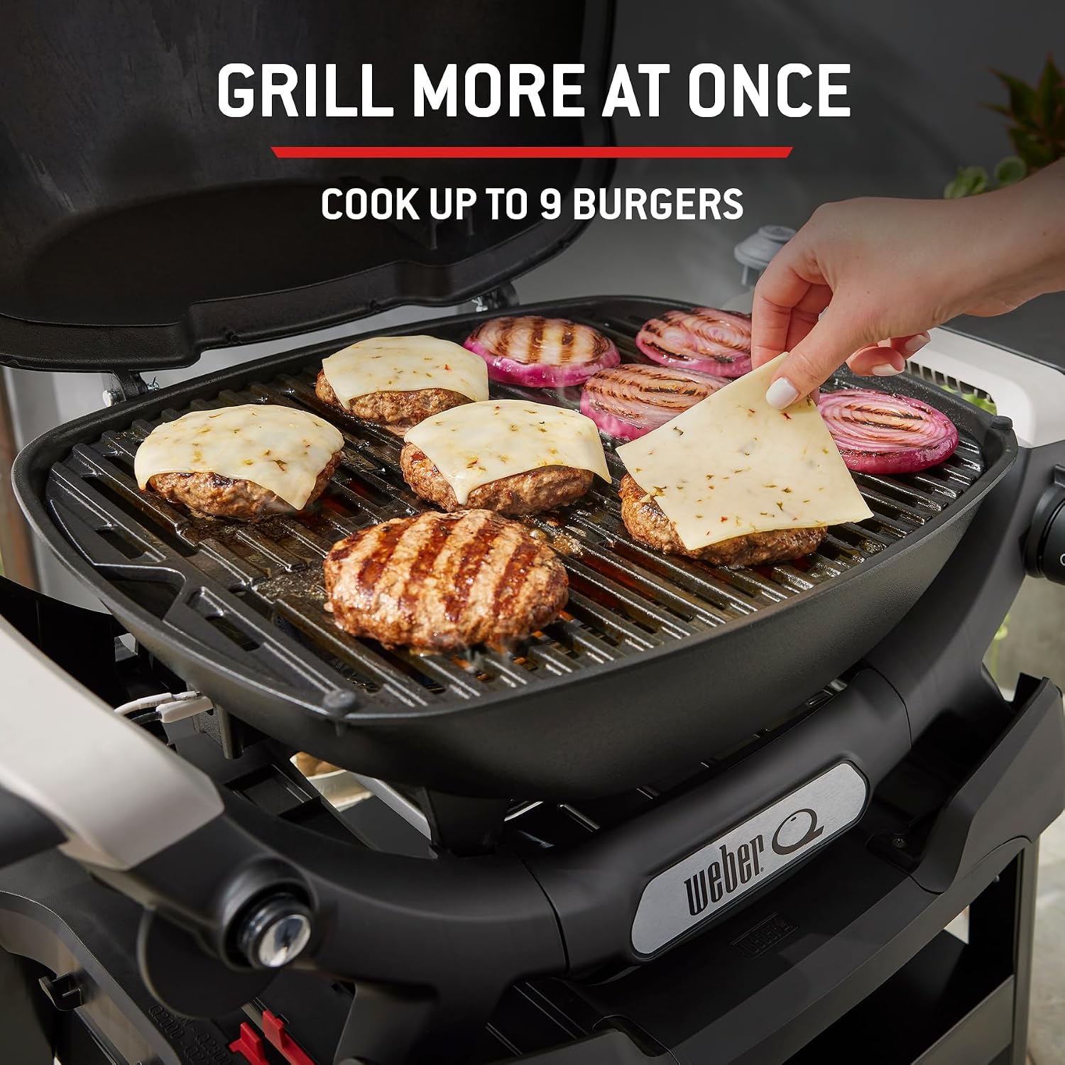 Q 1200N Gasgrill mit Seitentischen,Porzellanemaillierte Gusseisenroste,Deckelthermometer,Hochleistungsbrenner,1290cm² Grillfläche,Midnight Black