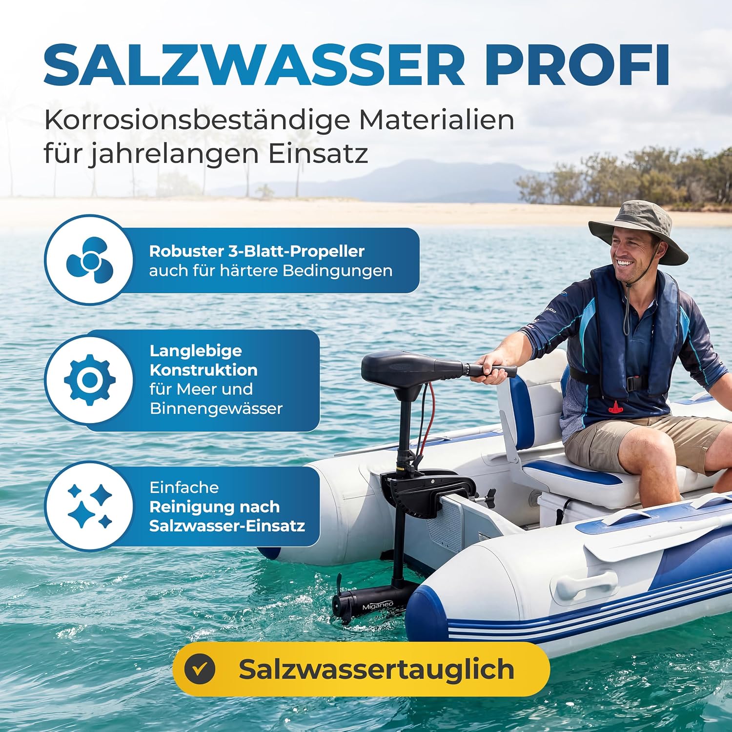 TRS 62 lbs Elektromotor – 696W Außenborder, salzwassertauglich, LED-Batterieanzeige, 12V für Schlauchboote, 5 Vorwärts-/3 Rückwärtsgänge