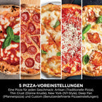 Artisan Outdoor-Pizzaofen + Heißluftfritteuse, 4 Funktionen (Pizza/Air Fry/Bake/Prove), 5 Pizza-Modi, 30cm Pizzastein + Zubehör, grau, MO201EU