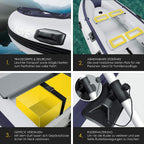 Schlauchboot Wave 230-320 cm aufblasbar 6-tlg. Set – Bank, Pumpe, Paddel, Rep.-Set, Tasche, Angelboot, Paddelboot, Motor möglich, salzwasserfest
