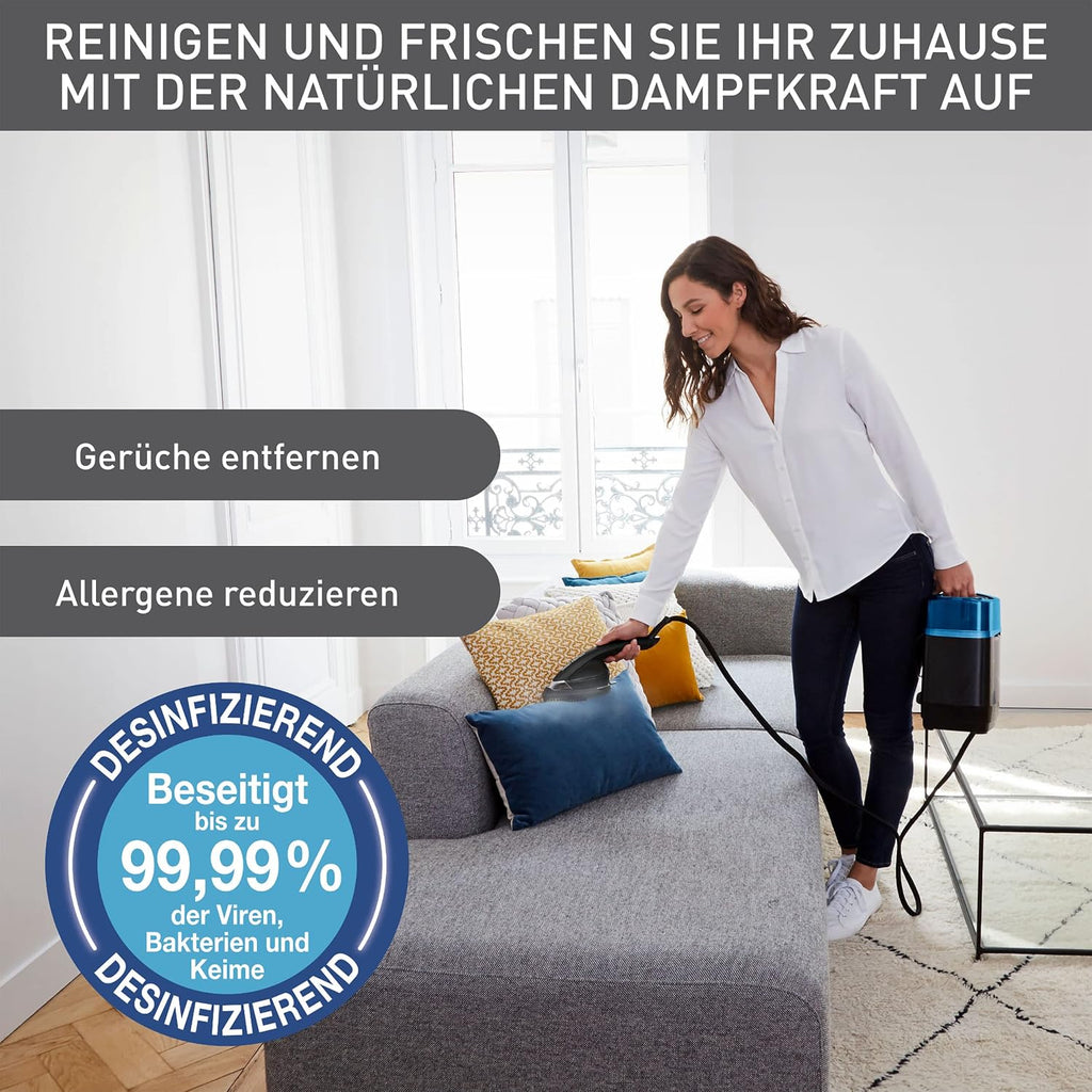 Ixeo Power All-in-One Dampfglätter, 3-Pos.Smart Board, 5.8bar, 200g/min Dampf, desinfiz., schwarz/blau, QT2022