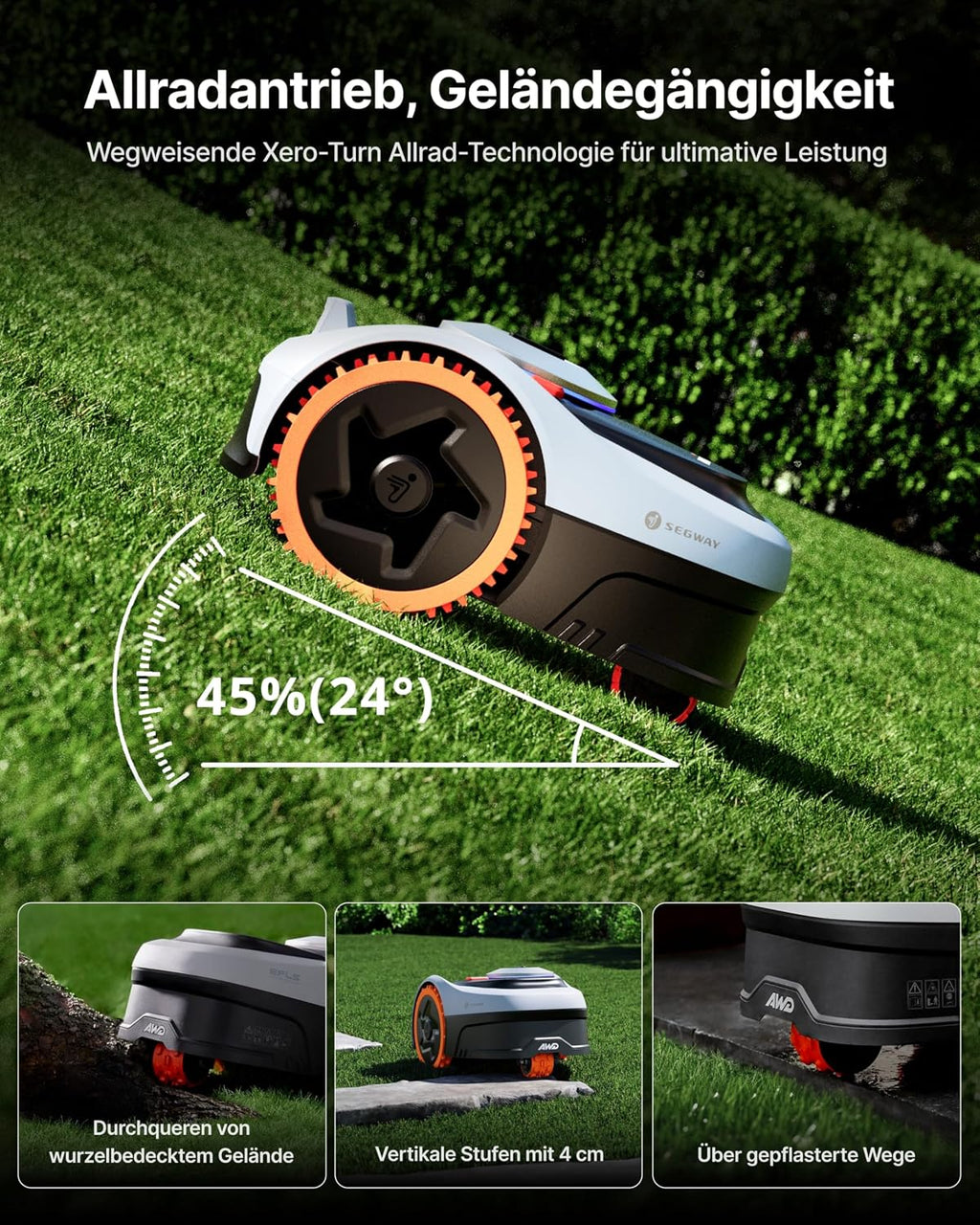 Navimow i205 AWD Mähroboter, ohne Begrenzungskabel, Garage S, für 500 m², Allradantrieb 45% Steigung, NRTK+Vision, keine RTK-Antenne