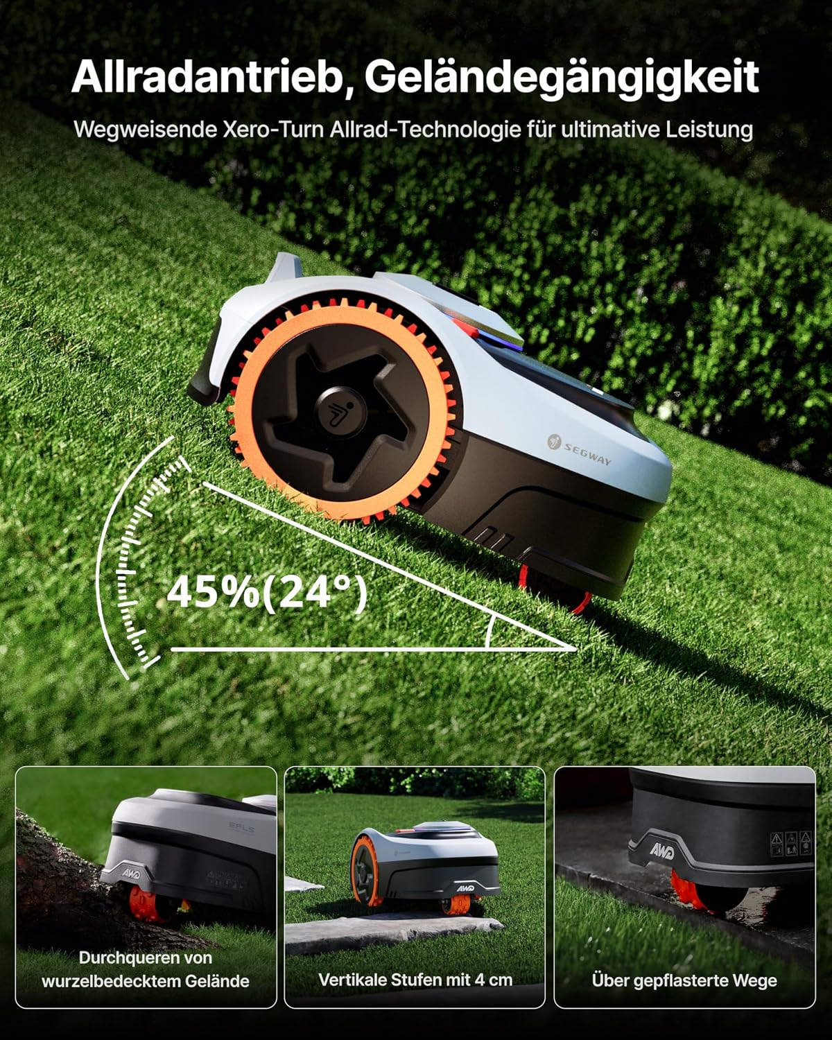 Navimow i205 AWD Mähroboter, ohne Begrenzungskabel, Garage S, für 500 m², Allradantrieb 45% Steigung, NRTK+Vision, keine RTK-Antenne