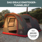 Atlanta Familienzelt für 3-7 Pers., Tunnelzelt, Stehhöhe, Vordach + Boden, Fliegengitter, wasserdicht, für Camping/Festivals