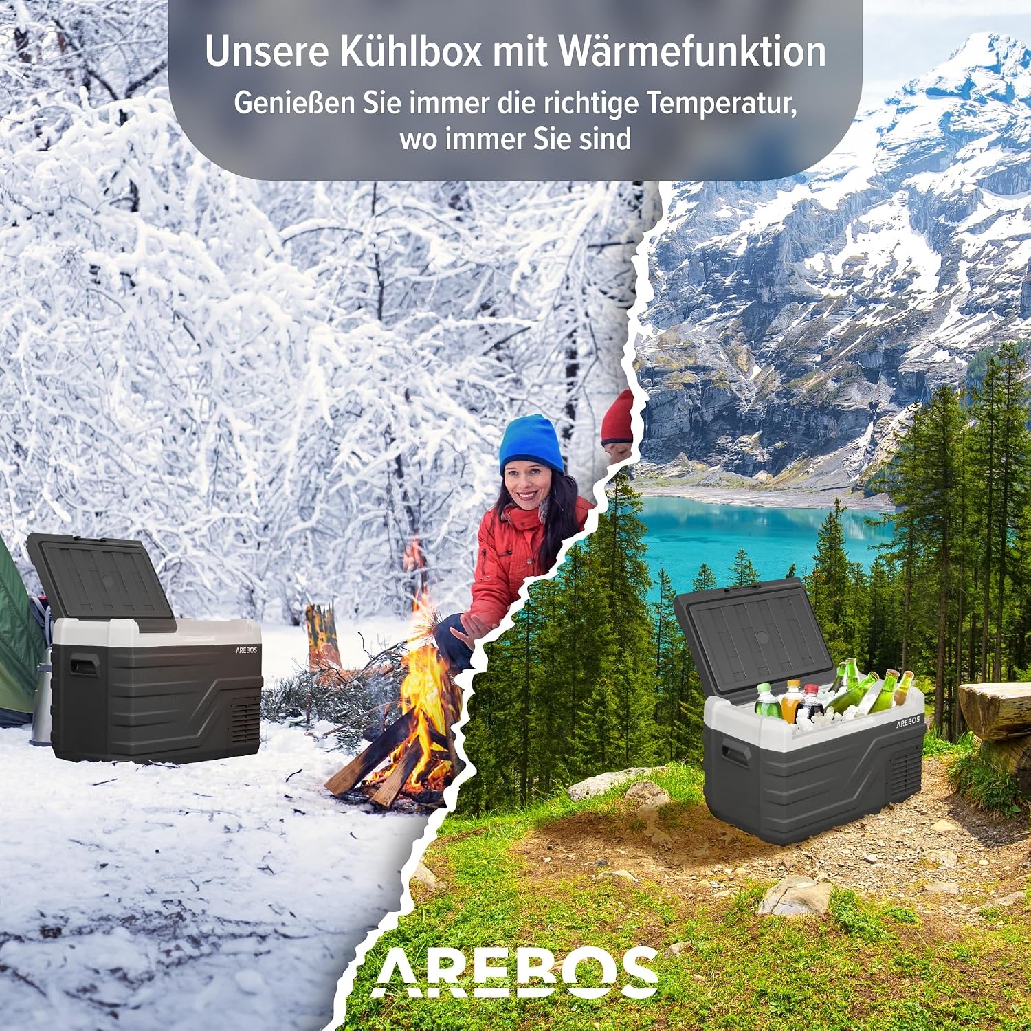 Kompressor Kühlbox 35 L Elektrische Gefrierbox APP Smart-Steuerung USB bis -20°C 12/24V 230V Auto LKW Camping Boot Wohnmobil